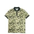 ABSTRACT PRINT POLO SHIRT OLIVE GREEN