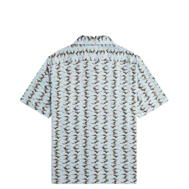 ABSTRACT PRINT REVERE COLLAR SHIRT LIGHT SMOKE