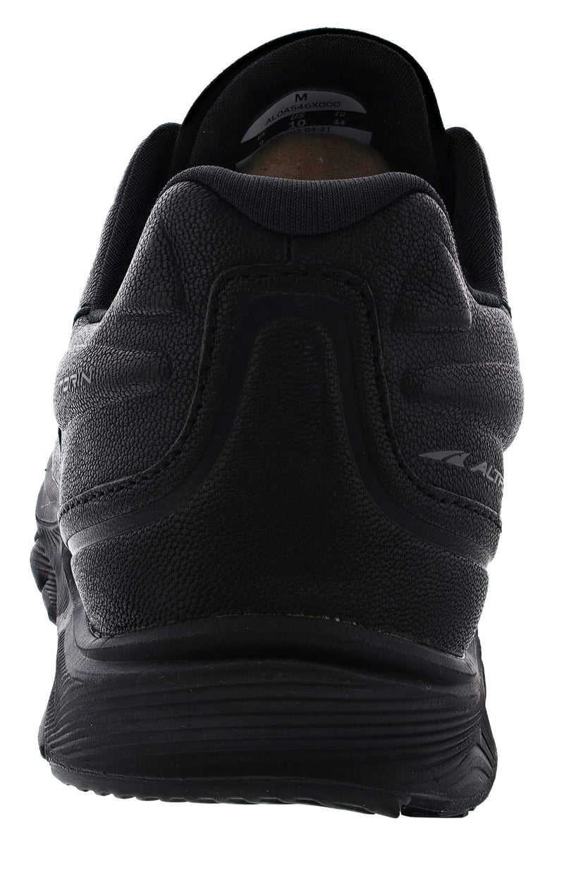 Back of Black Altra Men’s Torin 5 Leather Lightweight Slip Resistant Work Shoes