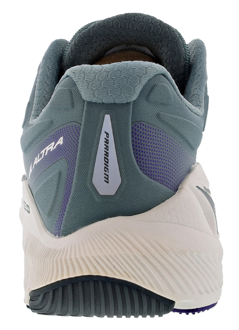 Back of Gray/Purple Altra Women's Paradigm 6 Trainer Running Shoes
