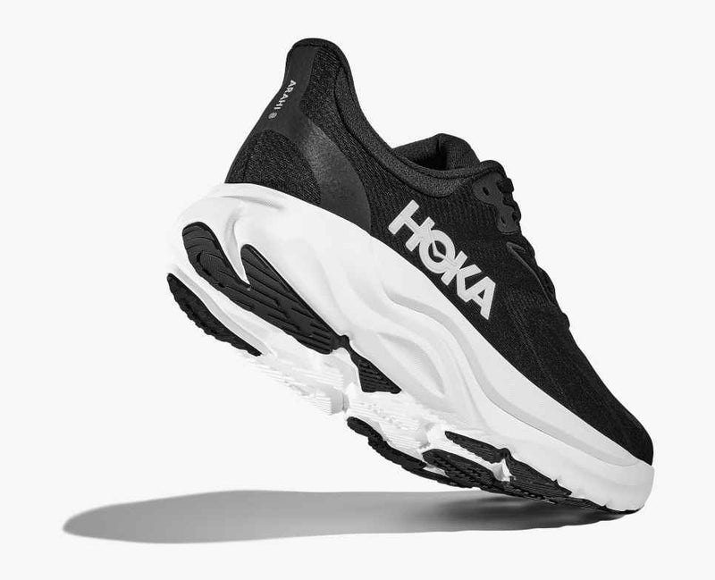 Women's HOKA Arahi 8 in Black / White. Sku: 1168691-BWHT