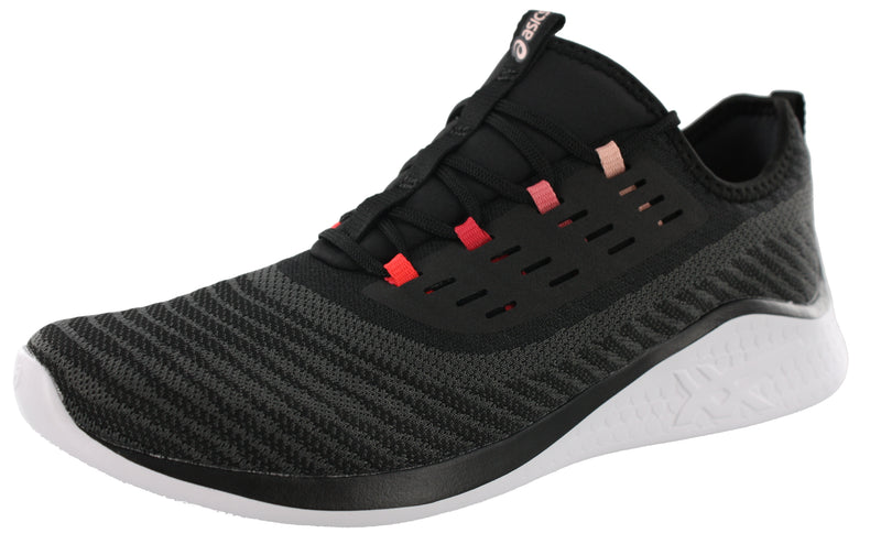 Lateral of Black and Frosted Rose ASICS Fuzetora Twist Lightweight Walking Shoes