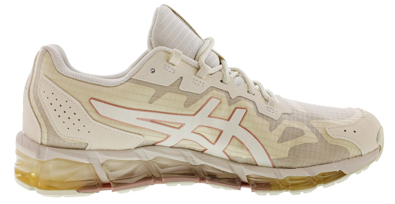 Medial of Birch/Rose Gold colored Asics Gel-Quantum 360 6 Women's Lightweight Running Shoes