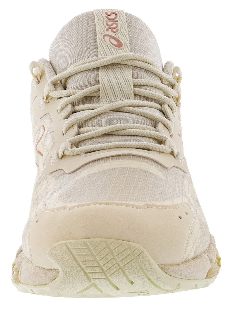 Front of Birch/Rose Gold colored Asics Gel-Quantum 360 6 Women's Lightweight Running Shoes