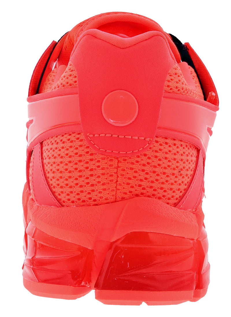 Back of Sunrise Red/Midnight Asics Men's Gel-Quantum 360 6 Tokyo Lightweight Running Shoes