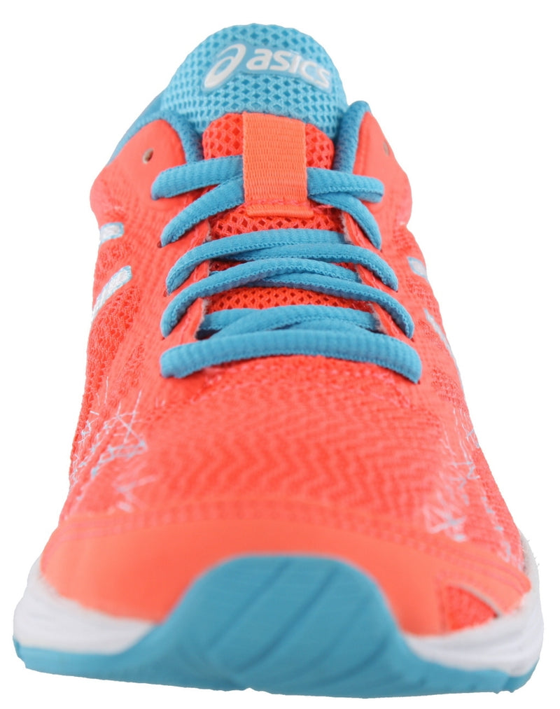 Front of FlCoral/White/Turqoise ASICS Women Walking Cushioned Running Shoes Gel Hyper Speed 7