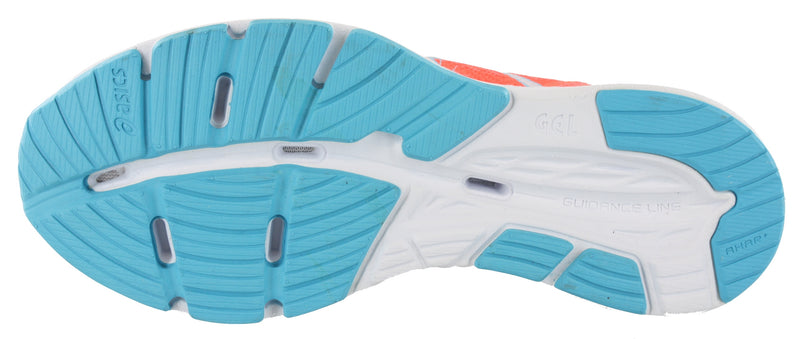 Sole of FlCoral/White/Turqoise ASICS Women Walking Cushioned Running Shoes Gel Hyper Speed 7