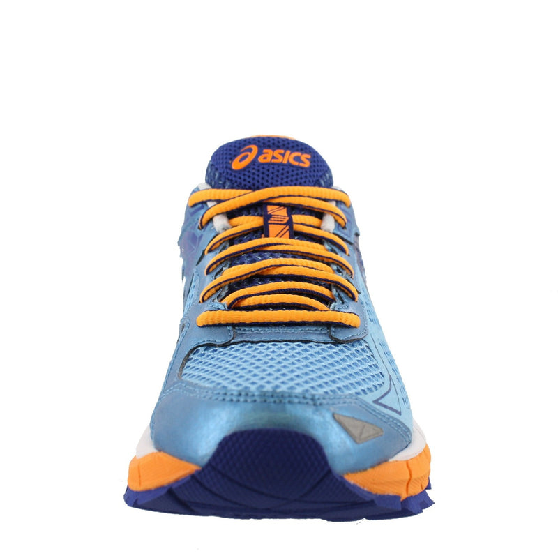 Front of Soft Blue/Silver/Deep Blue ASICS Women Walking Trail Cushioned Running Sneakers