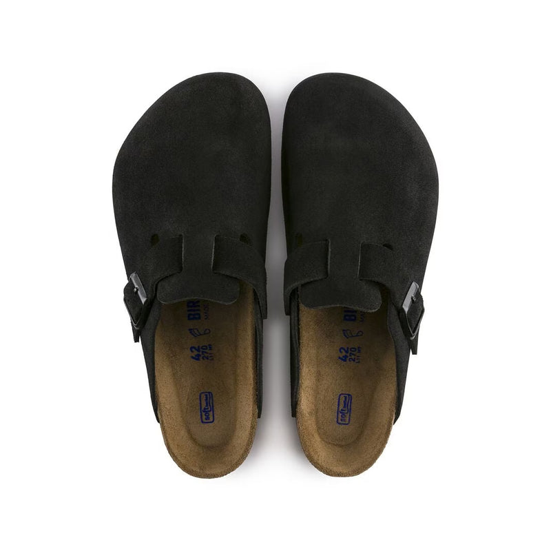 BOSTON SOFT FOOTBED SUEDE LEATHER - BLACK (NARROW FIT)