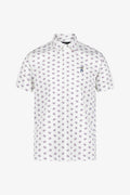 Bright White Snap Placket Polo - Floral Cluster