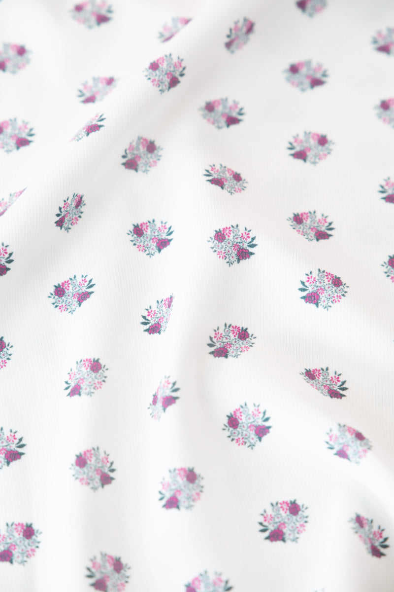 Bright White Snap Placket Polo - Floral Cluster