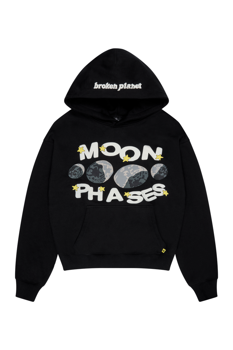 Broken Planet Moon Phases Hoodie Midnight Black