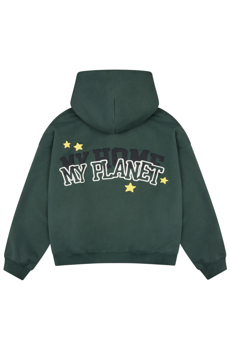 Broken Planet My Planet Zip-Up Hoodie Emerald Green