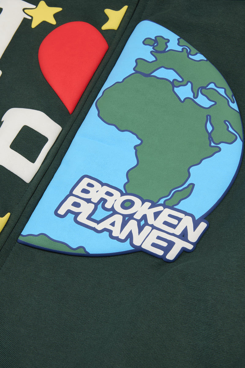 Broken Planet My Planet Zip-Up Hoodie Emerald Green
