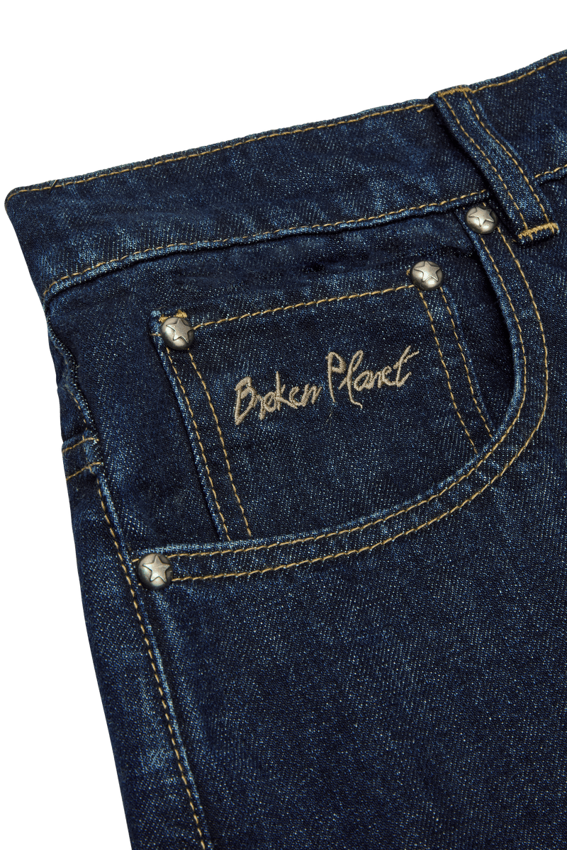 Broken Planet Wide-Leg Denim Jeans Indigo Blue