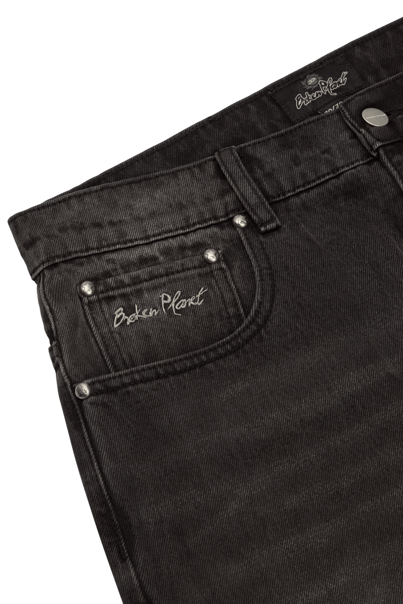Broken Planet Wide-Leg Denim Jeans Washed Black