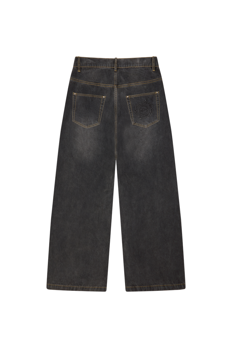 Broken Planet Wide-Leg Denim Jeans Washed Grey