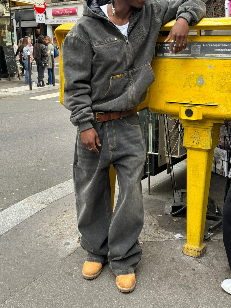 Broken Planet Wide-Leg Denim Jeans Washed Grey