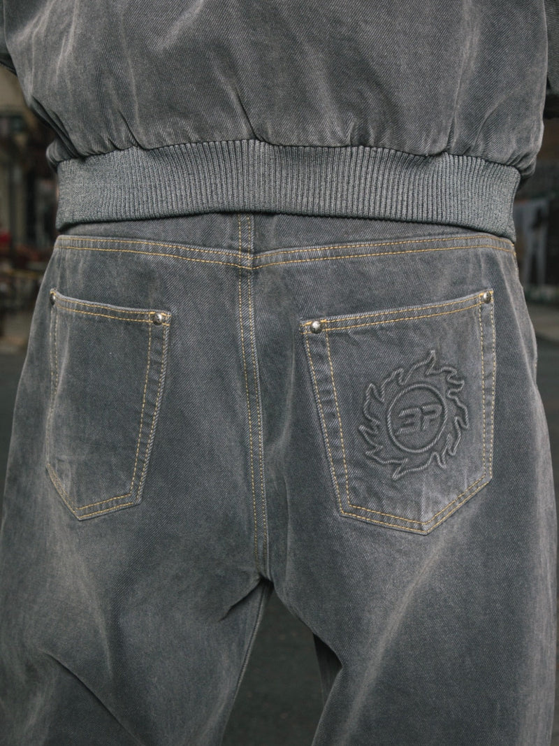 Broken Planet Wide-Leg Denim Jeans Washed Grey
