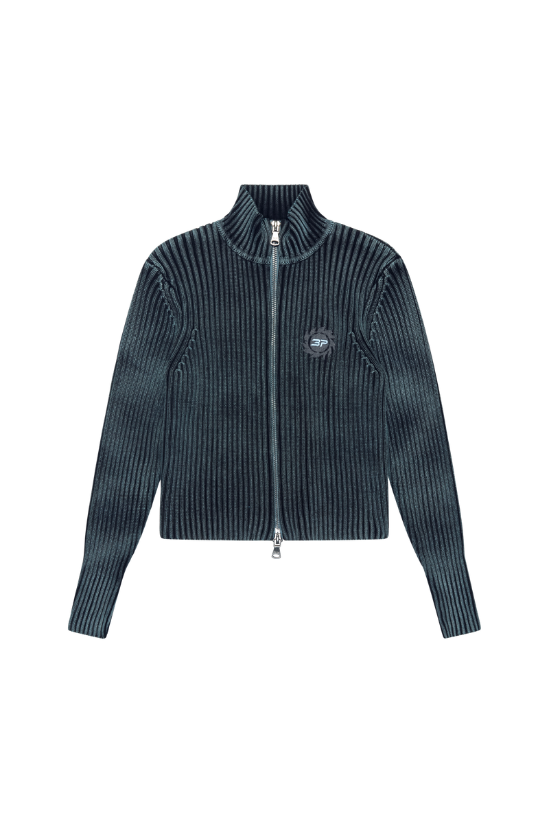 Broken Planet Women's Washed Ribbed Zip-up Washed Blue
