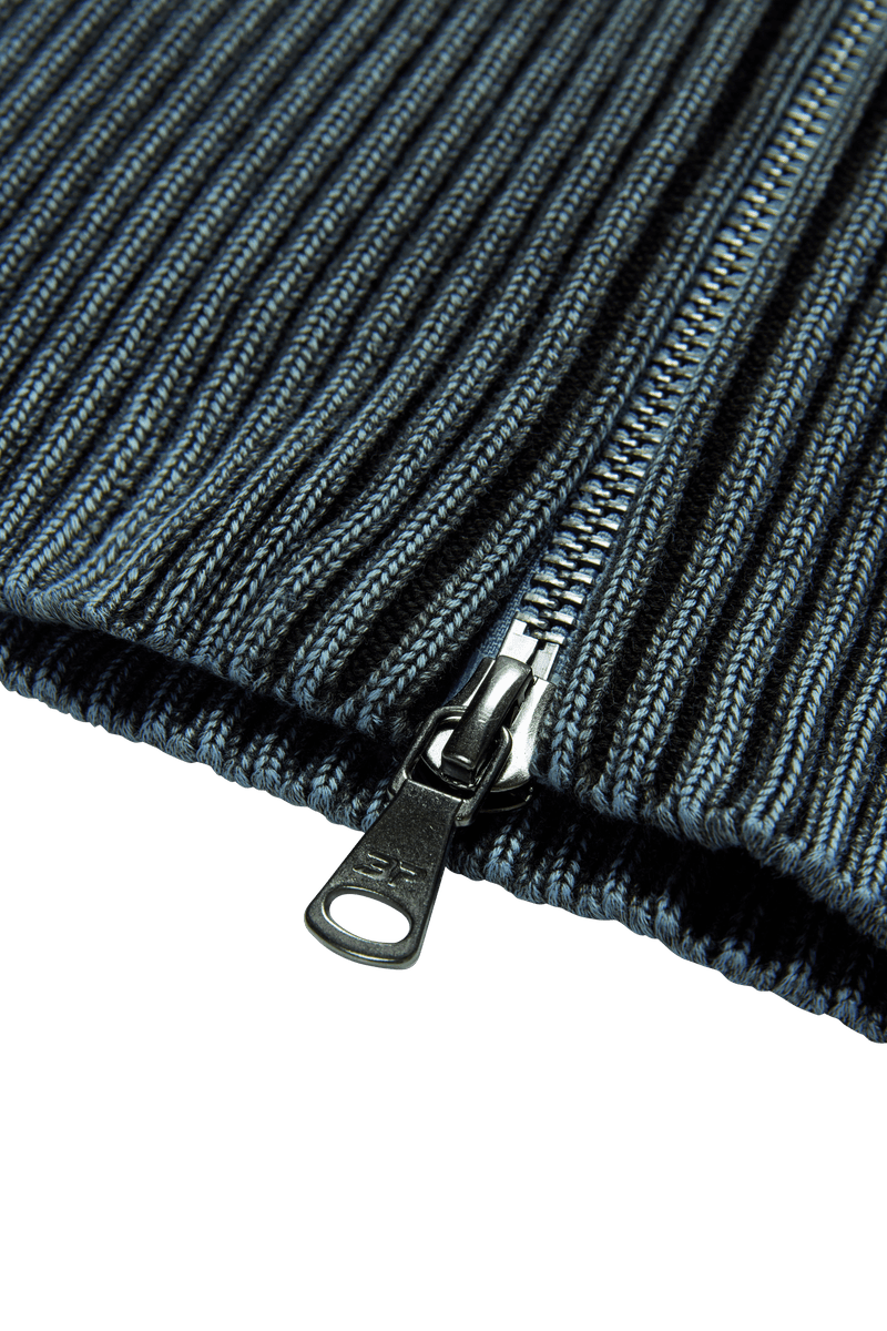 Broken Planet Women's Washed Ribbed Zip-up Washed Blue