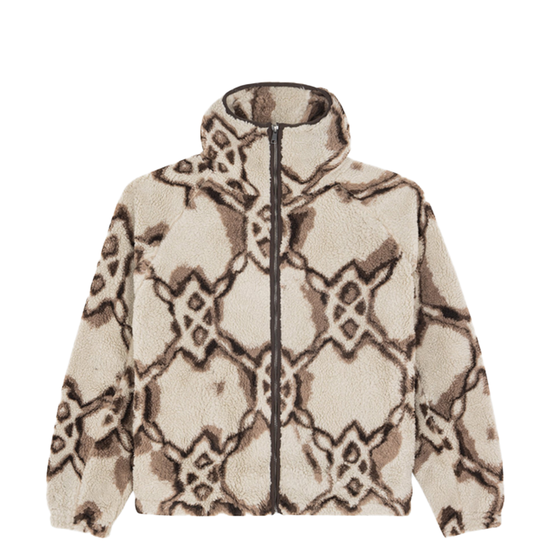 BURNED SHIELD SHERPA HOODIE OFF WHITE