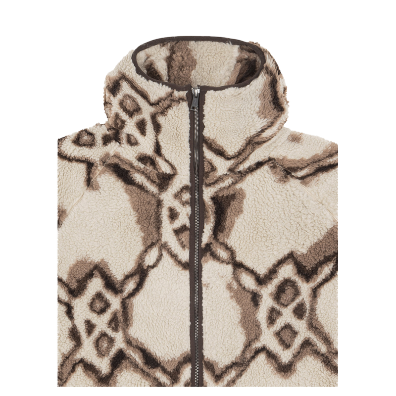BURNED SHIELD SHERPA HOODIE OFF WHITE