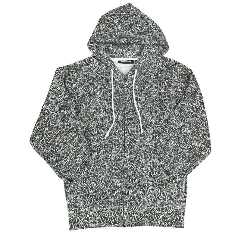 BURNT STICKER STAMP ZIP HOODIE