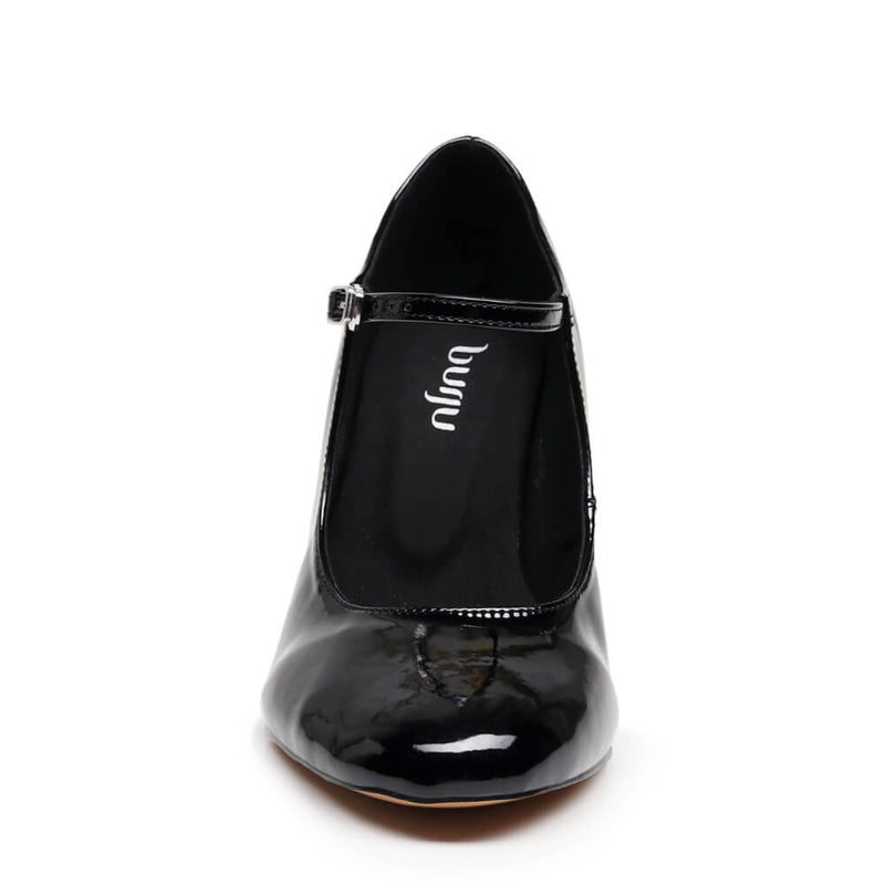 Claudia Wide Fit - Black Vegan Patent - Street Sole