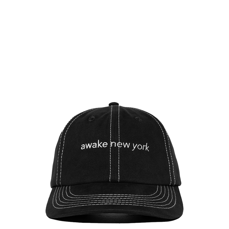 CONTRAST STITCH 6 PANEL HAT BLACK