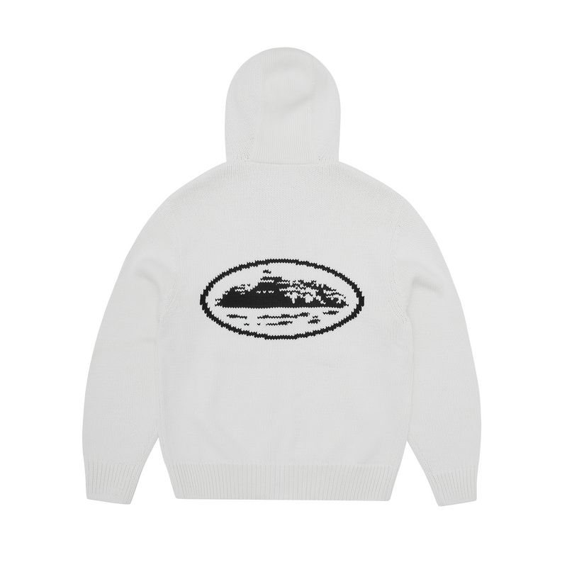 Corteiz Alcatraz Heavy Knit Zip Hoodie natural