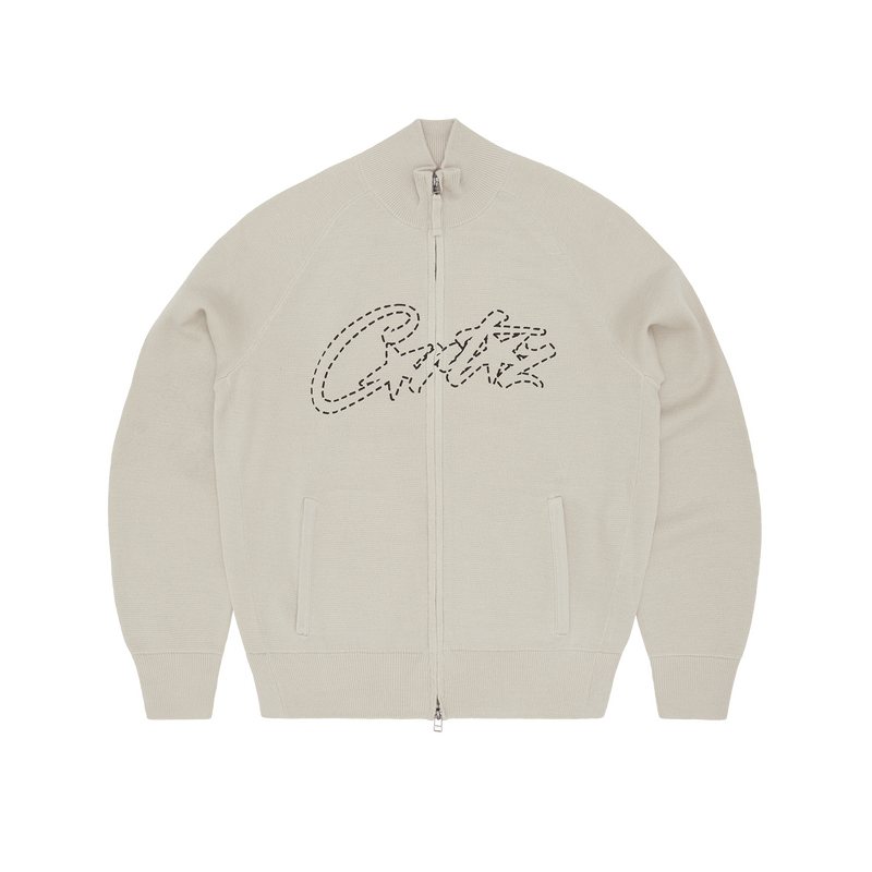 Corteiz Allstarz Knit Zip Up Bone