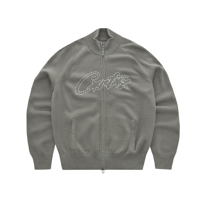 Corteiz Allstarz Knit Zip Up 'Gully Grey'
