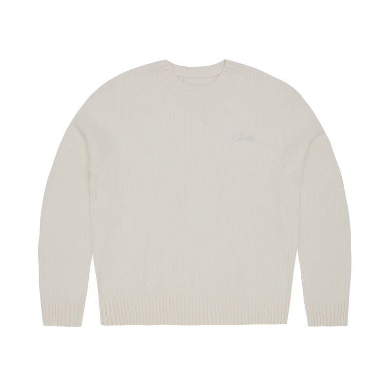 Corteiz Crochet Applique Knit Crew Off White