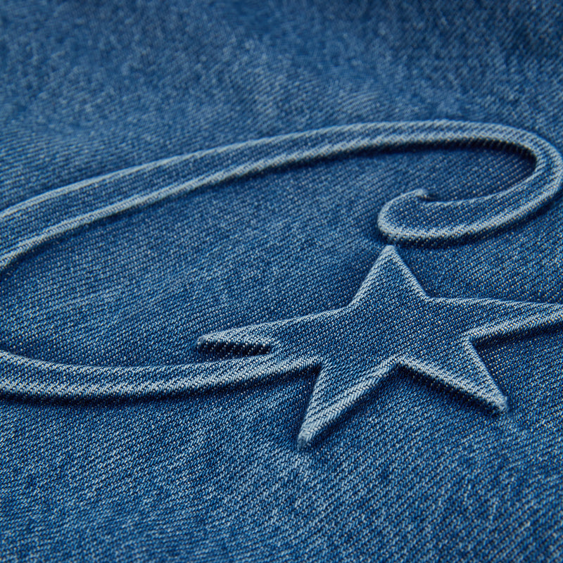 Corteiz Embossed C-star Denim Work Jacket - blue