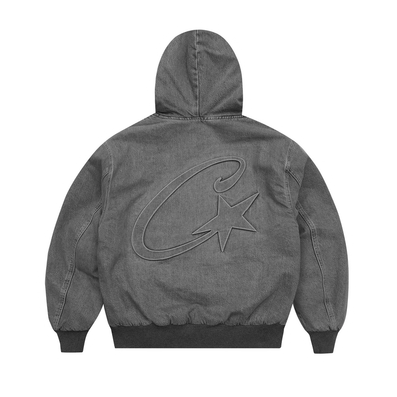 Corteiz Embossed C-star Denim Work Jacket Grey