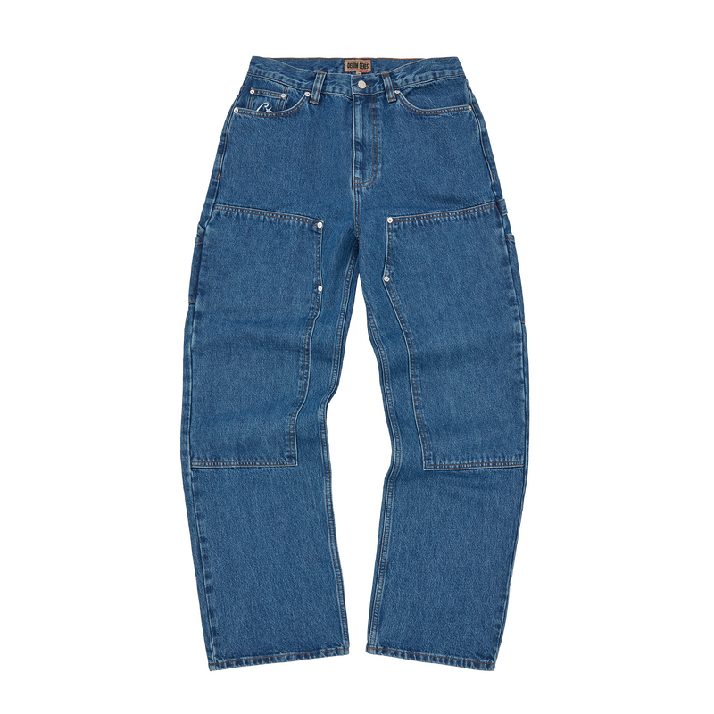 Corteiz Embossed C-star Denim Work Pant - blue