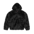 Corteiz Hooded Fur Jacket Black