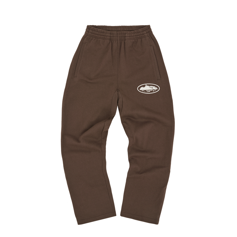 Corteiz Island Puff Print Open Hem Pant Brown
