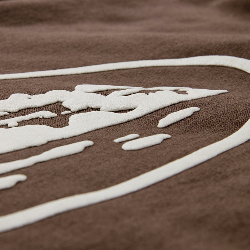 Corteiz Island Puff Print Zip Hoodie Brown