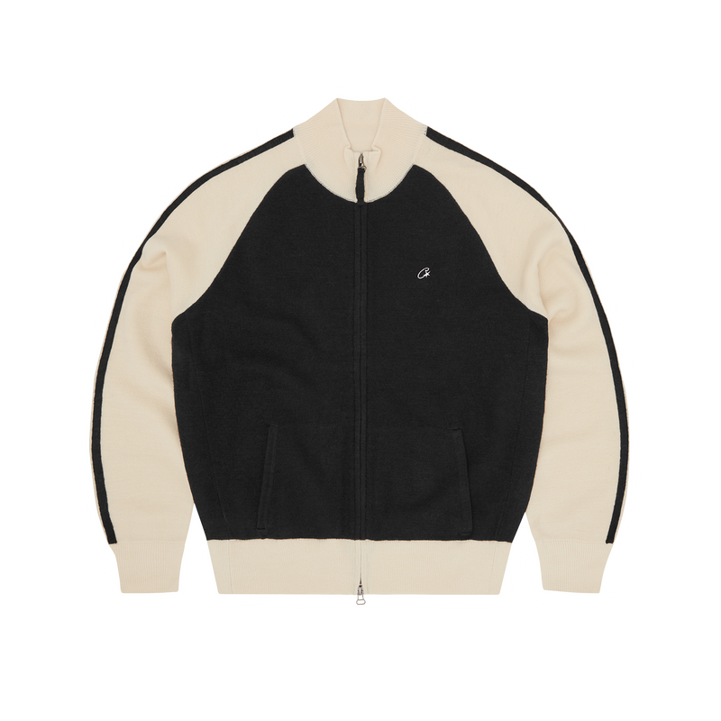 Corteiz Knit Zip Up V2 Black & Cream
