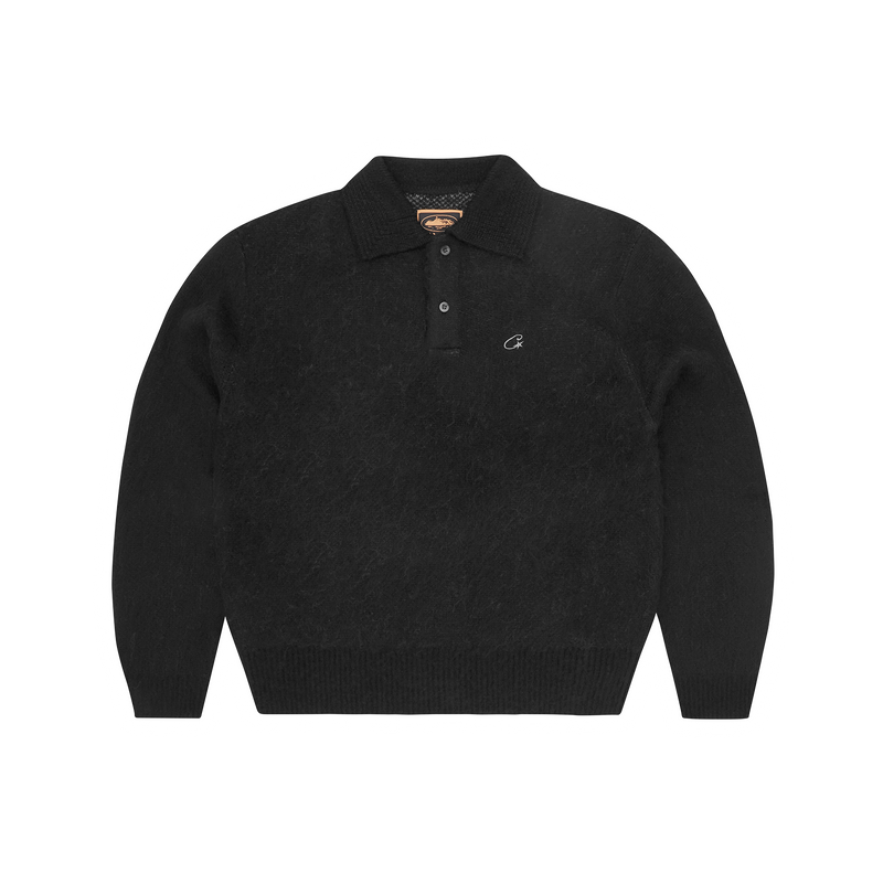 Corteiz Mohair Fuzzy Collar Sweater Black/Grey