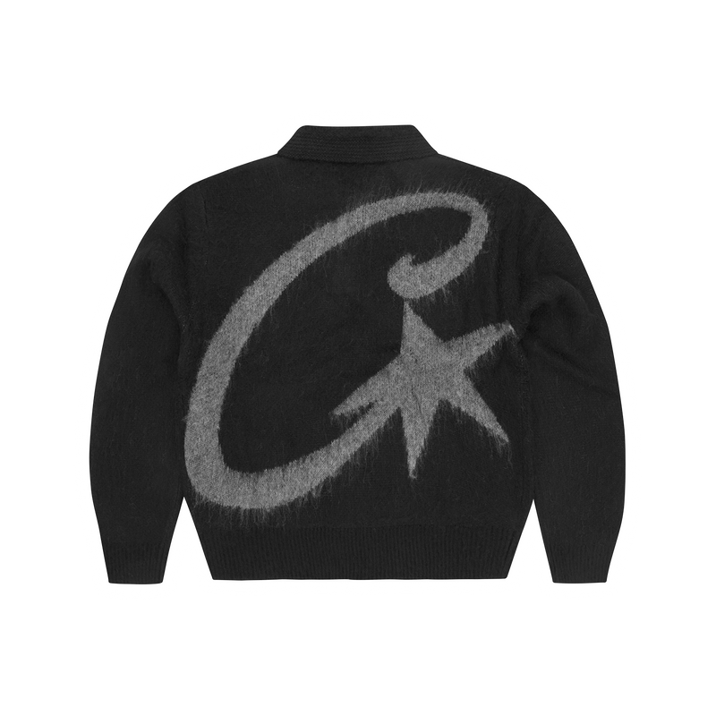 Corteiz Mohair Fuzzy Collar Sweater Black/Grey