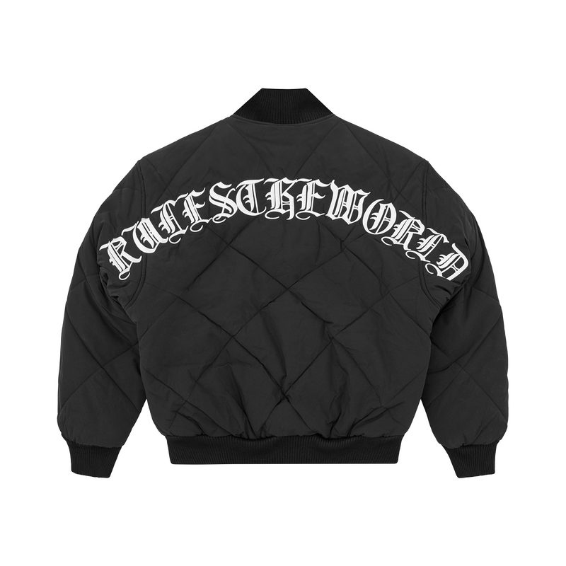 Corteiz Olde English Quilted Bomber Jacket - black