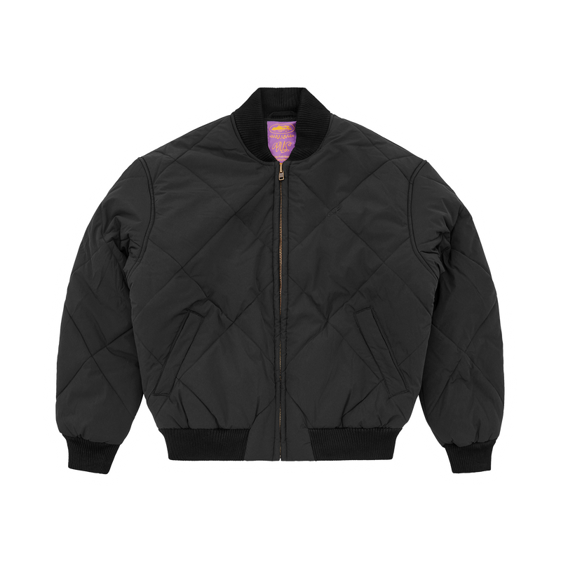 Corteiz Olde English Quilted Bomber Jacket - black