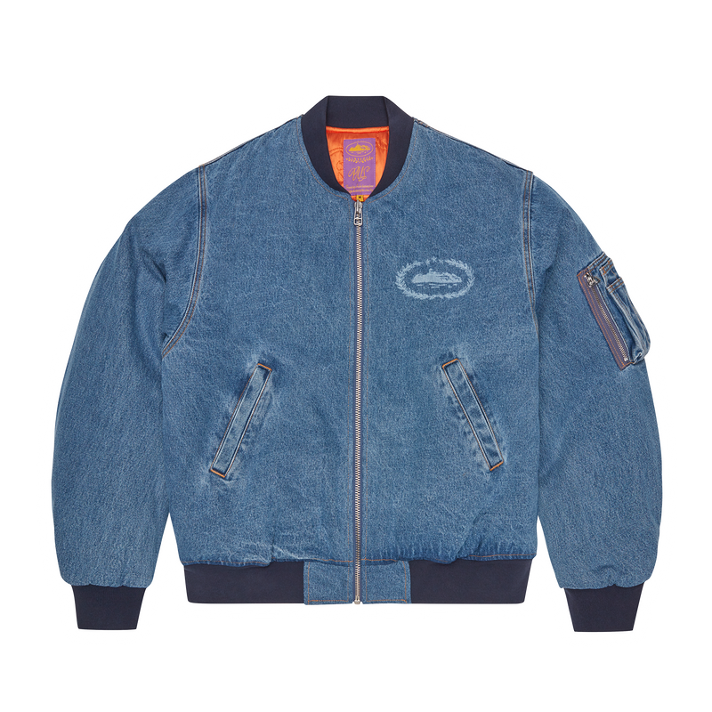 Corteiz Superior Royale Denim Bomber Washed Blue