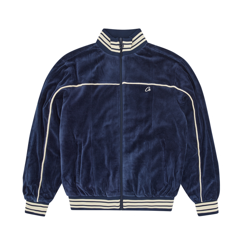 Corteiz VVS Uptown Velour Track Jacket - navy