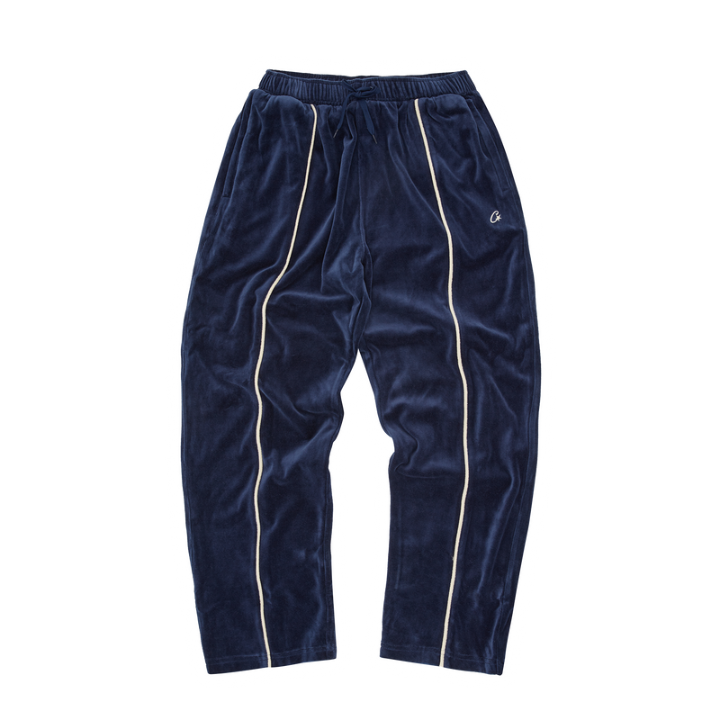 Corteiz VVS Uptown Velour Track Pant - navy
