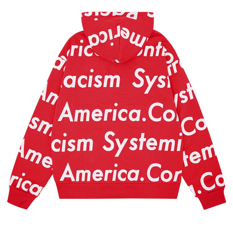 Denim Tears x Arthur Jafa Systemic Racism Controls America Zip Up Hoodie 'Red'