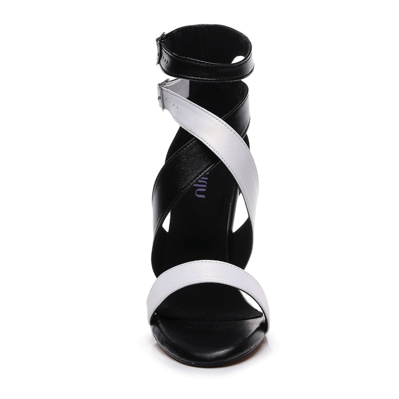 Dos Lados - Black and White Vegan Leather - Suede Sole - Dance Floor Only
